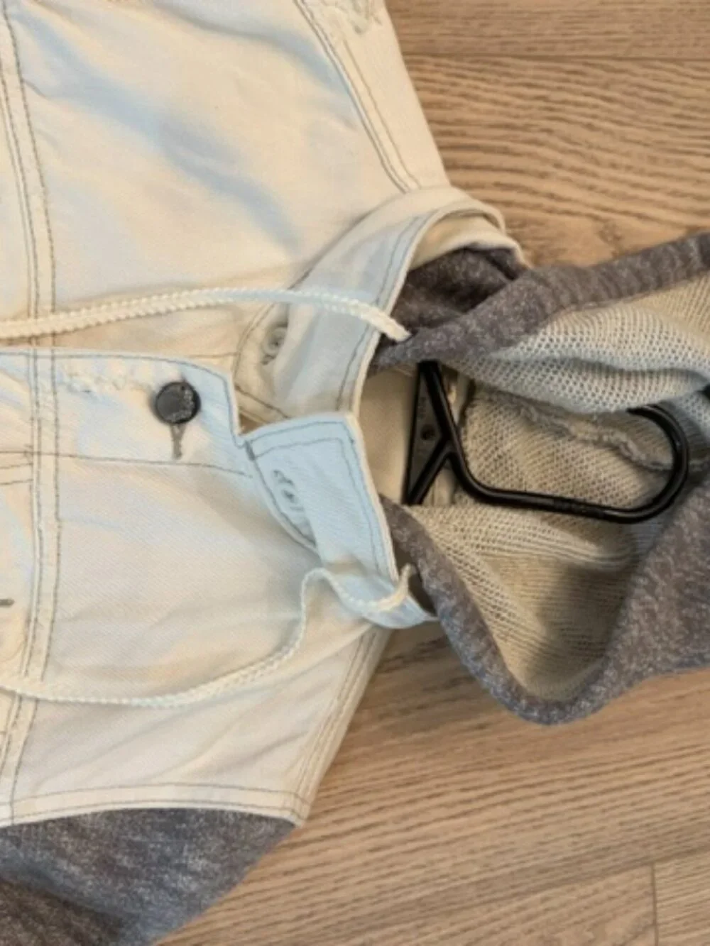 Free People White Jean Jacket with Heather Gray Sleeves - Picture 10 of 10